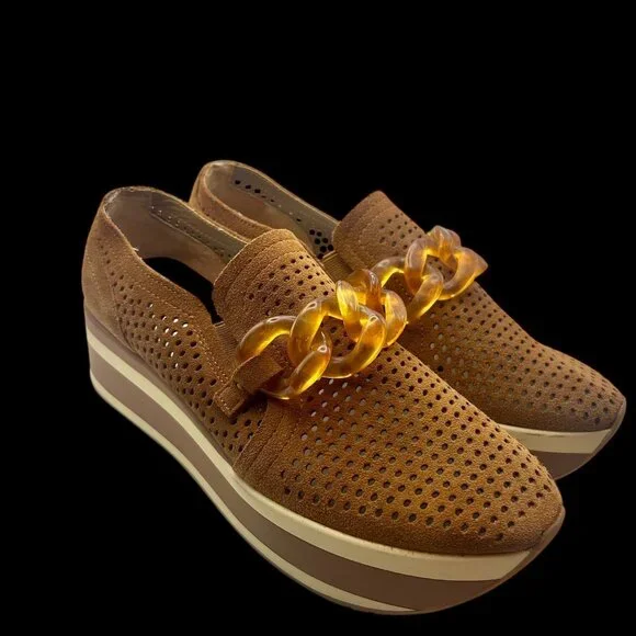 Dolce Vita Jhenee Platform Sneaker 8.5 Pecan Brown Suede - Picture 3 of 6